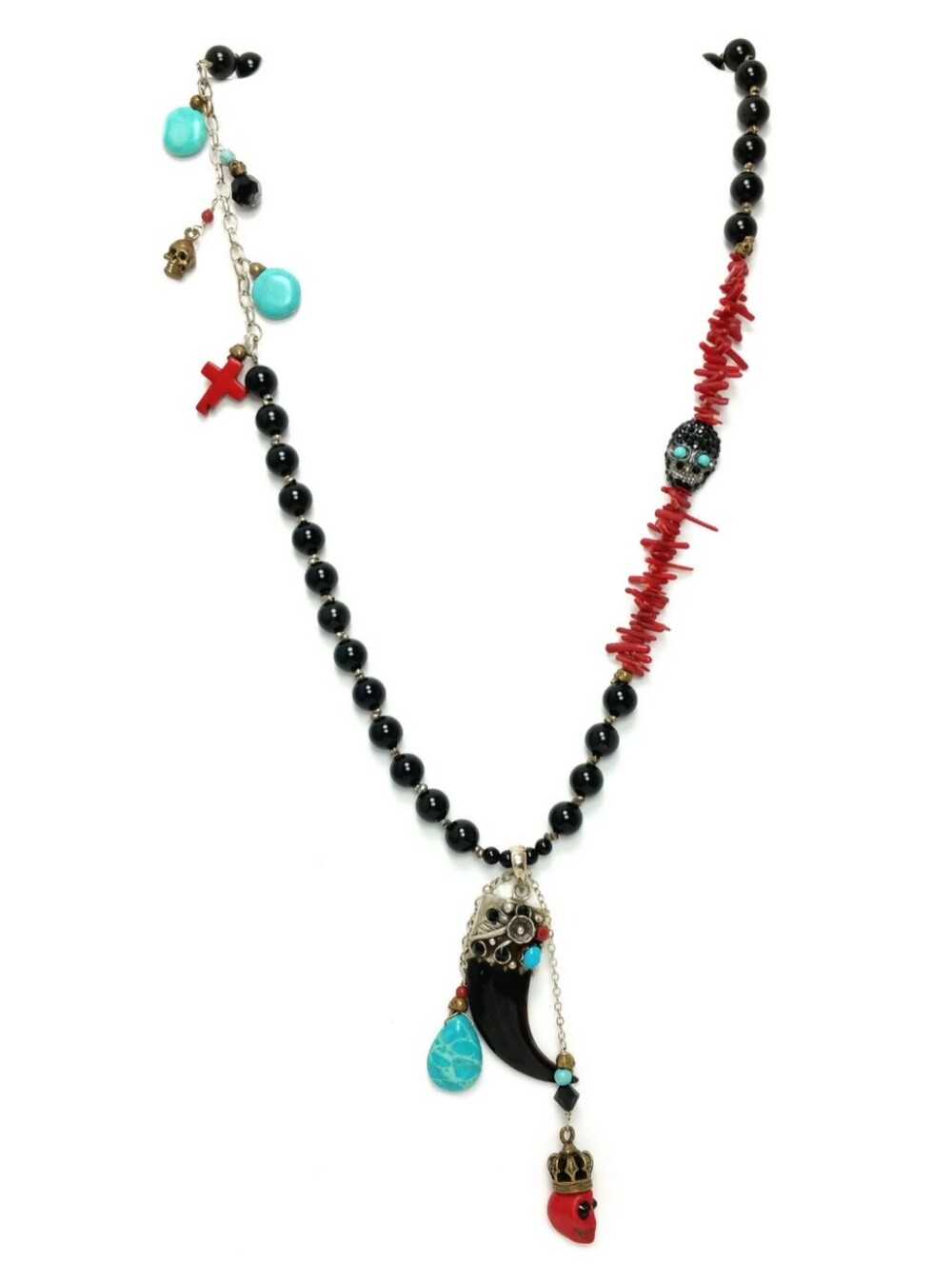Kinley Sterling Silver Horn and Skull Necklace